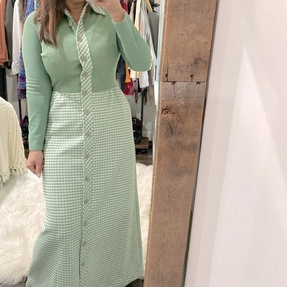 Vintage button down maxi dress size small - Picture 1 of 7